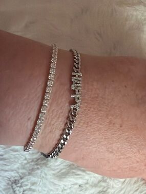 Dainty Cuban Sterling Silver Bracelet with Happy CZ